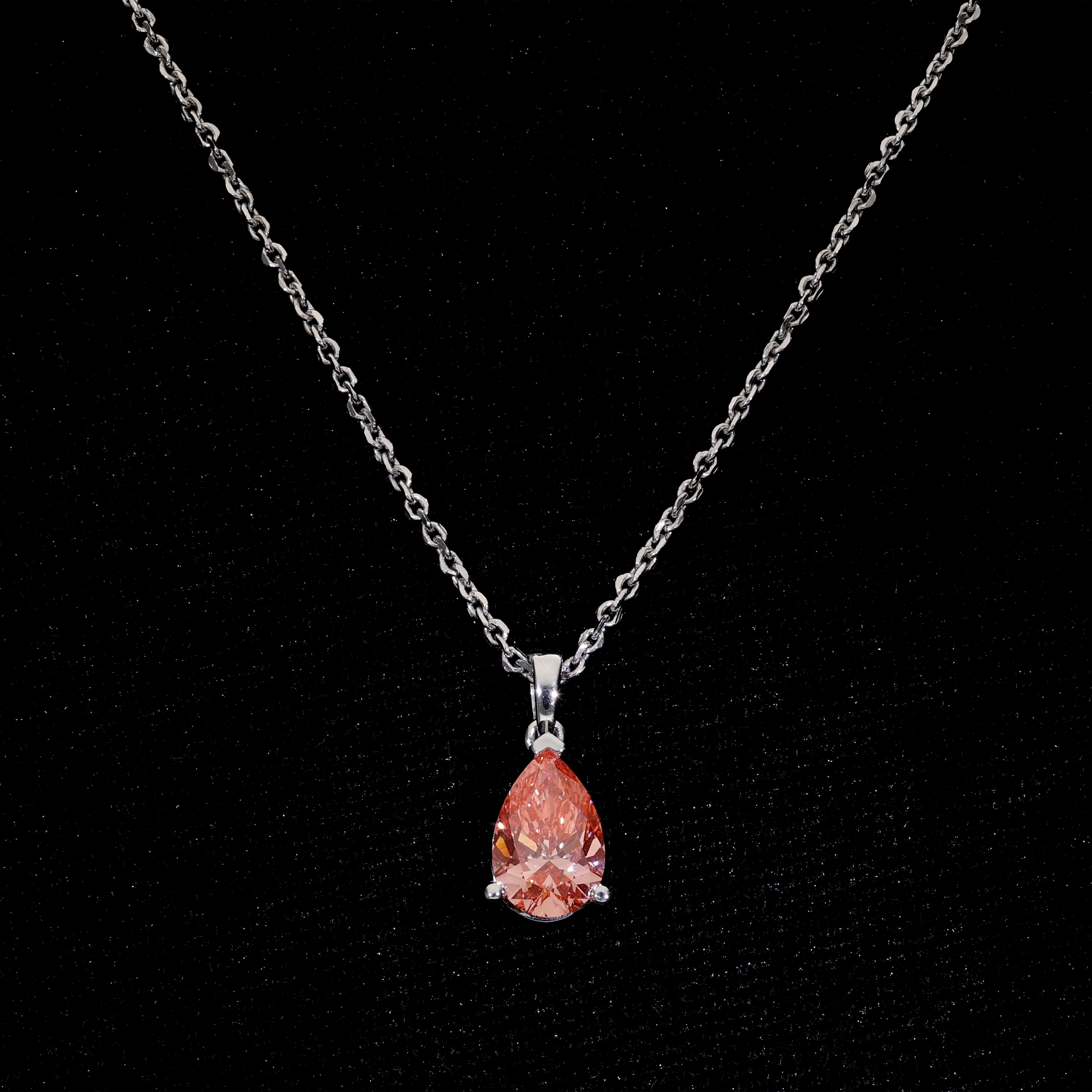 Lab Grown Fancy Pink Pear Pendant